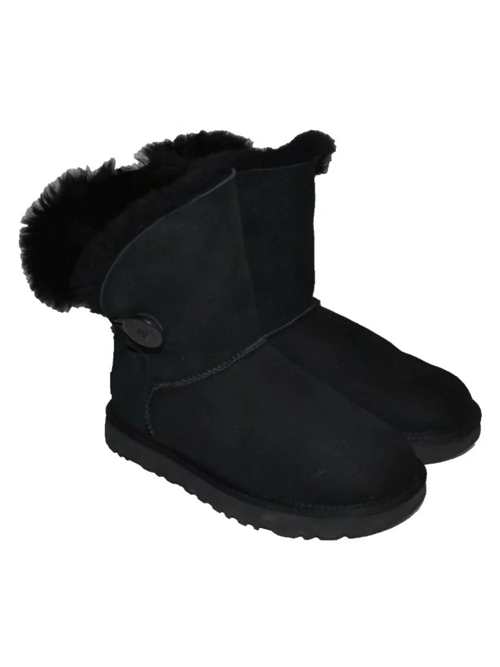 New! UGG Bailey Button II Genuine Sheepskin Boot Black Suede Size 6 1016226 DD32